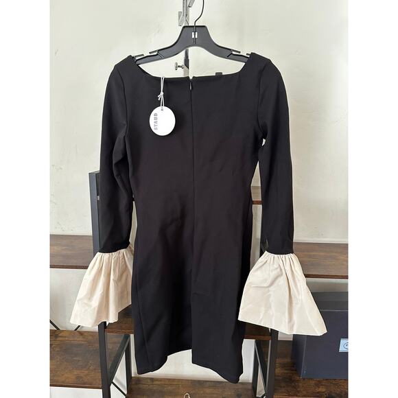 STAUD Hawthorne Taffeta-Trimmed Mini Dress Black S - Picture 1 of 4